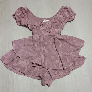 Dusty Pink Ruffled Floral Romper